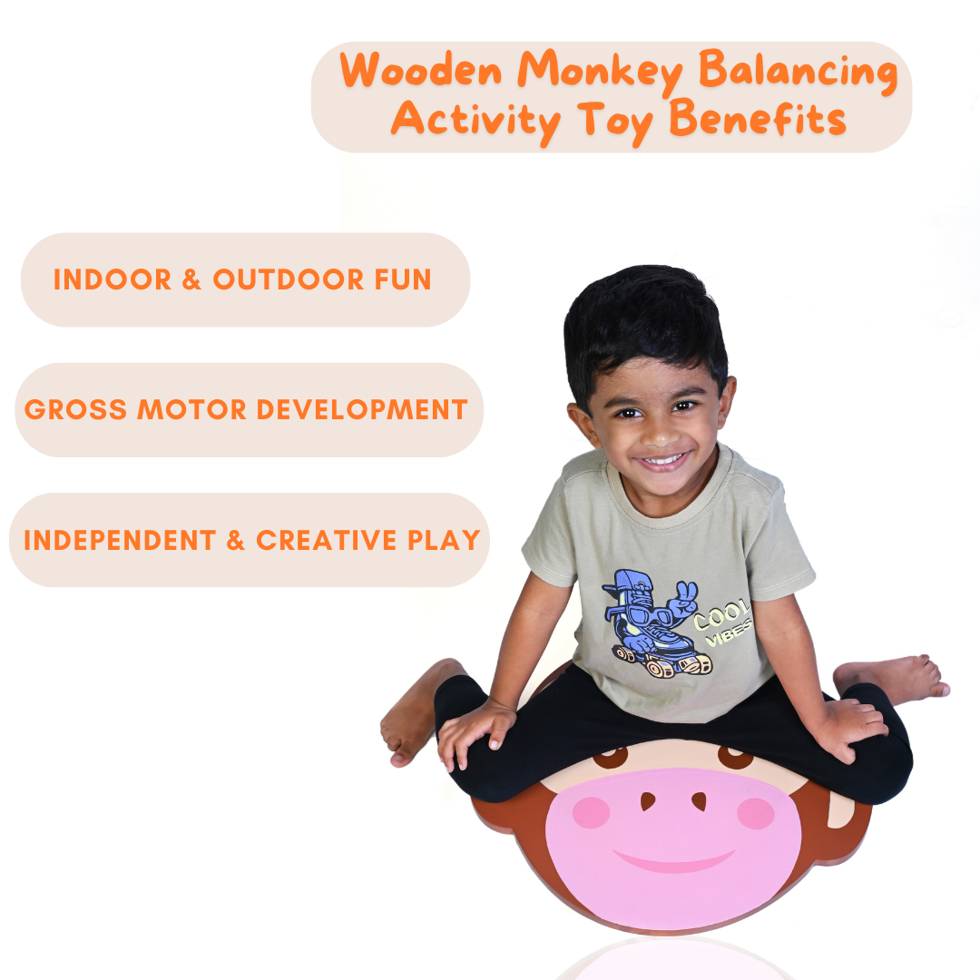 Wooden Monkey Balancing Activity Toy - Builds Confidence & Strengthens Muscles