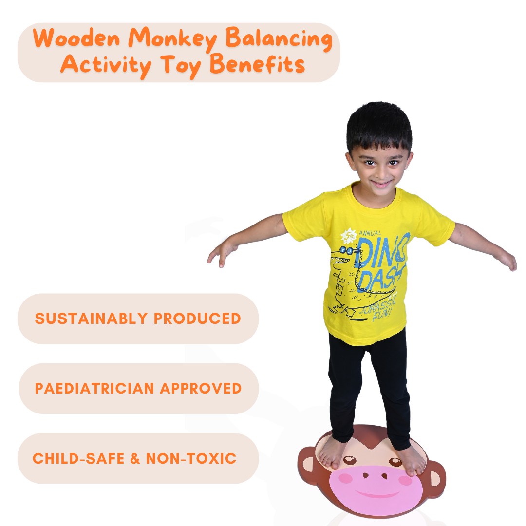Wooden Monkey Balancing Activity Toy - Builds Confidence & Strengthens Muscles