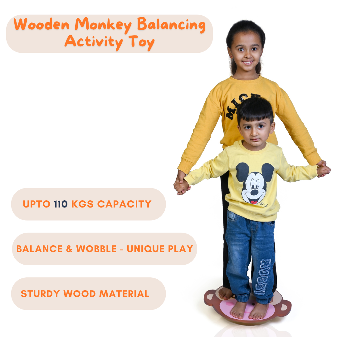 Wooden Monkey Balancing Activity Toy - Builds Confidence & Strengthens Muscles