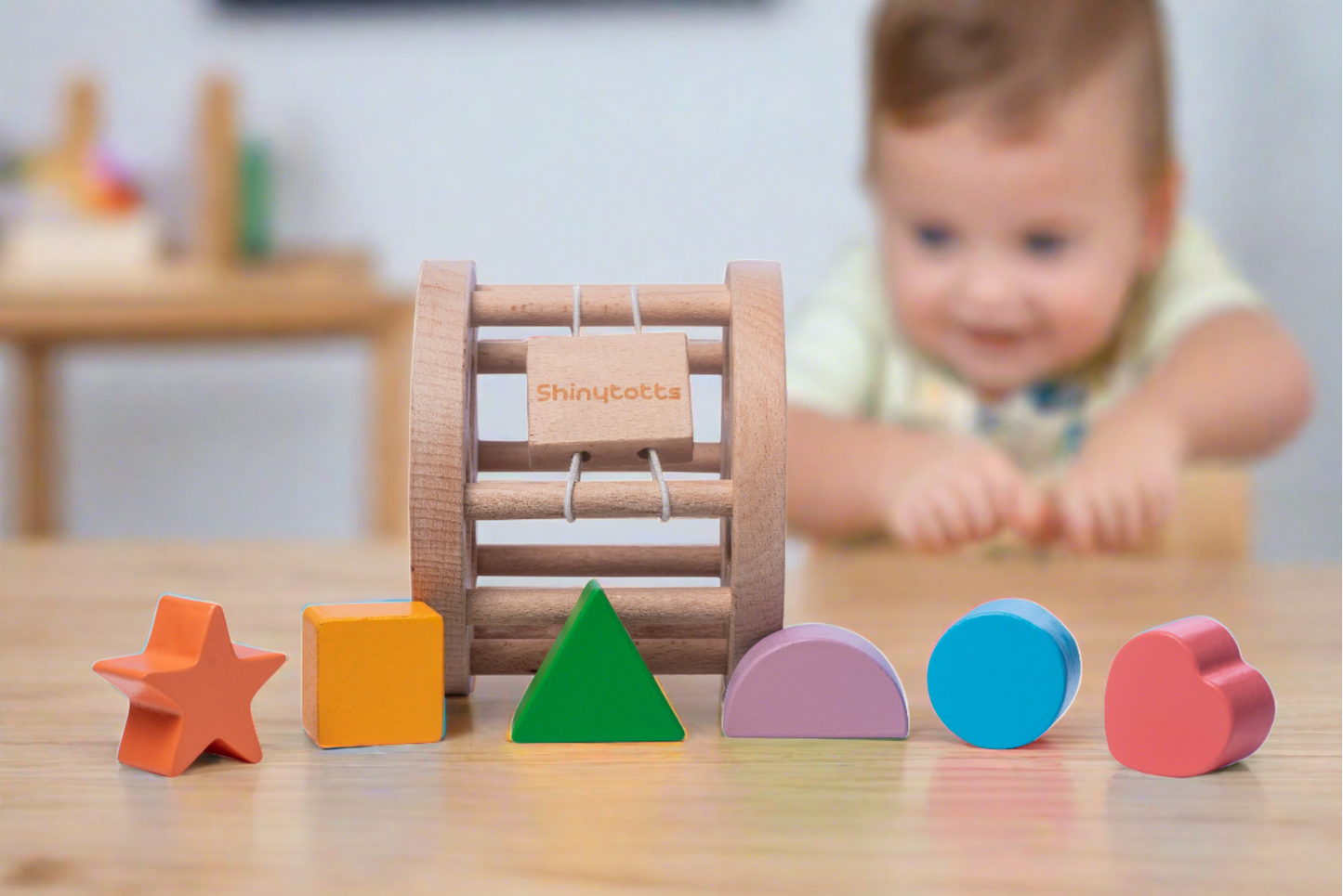 Beech Wood Shape Sorting Wheel - ShinyTotts