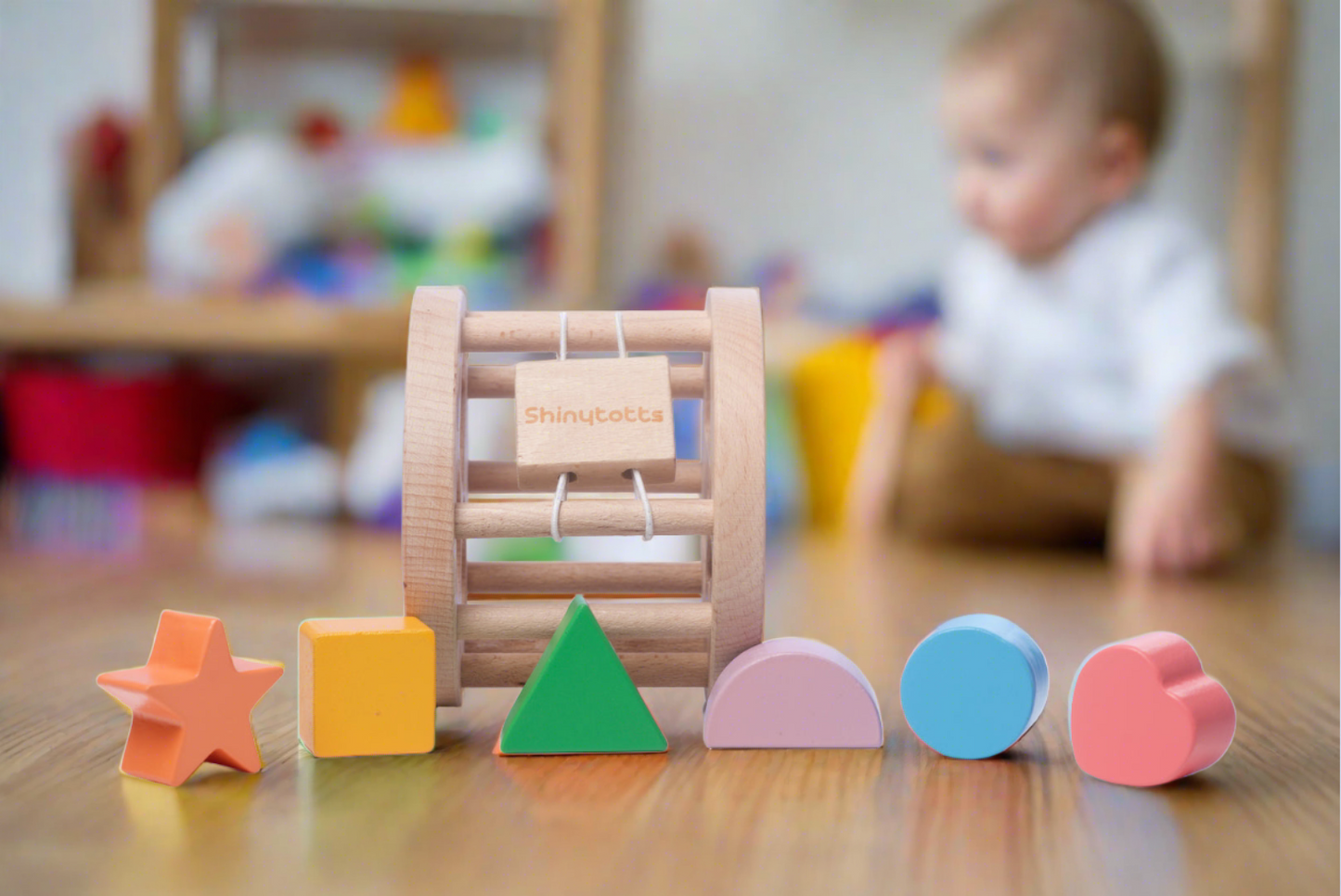 Beech Wood Shape Sorting Wheel - ShinyTotts